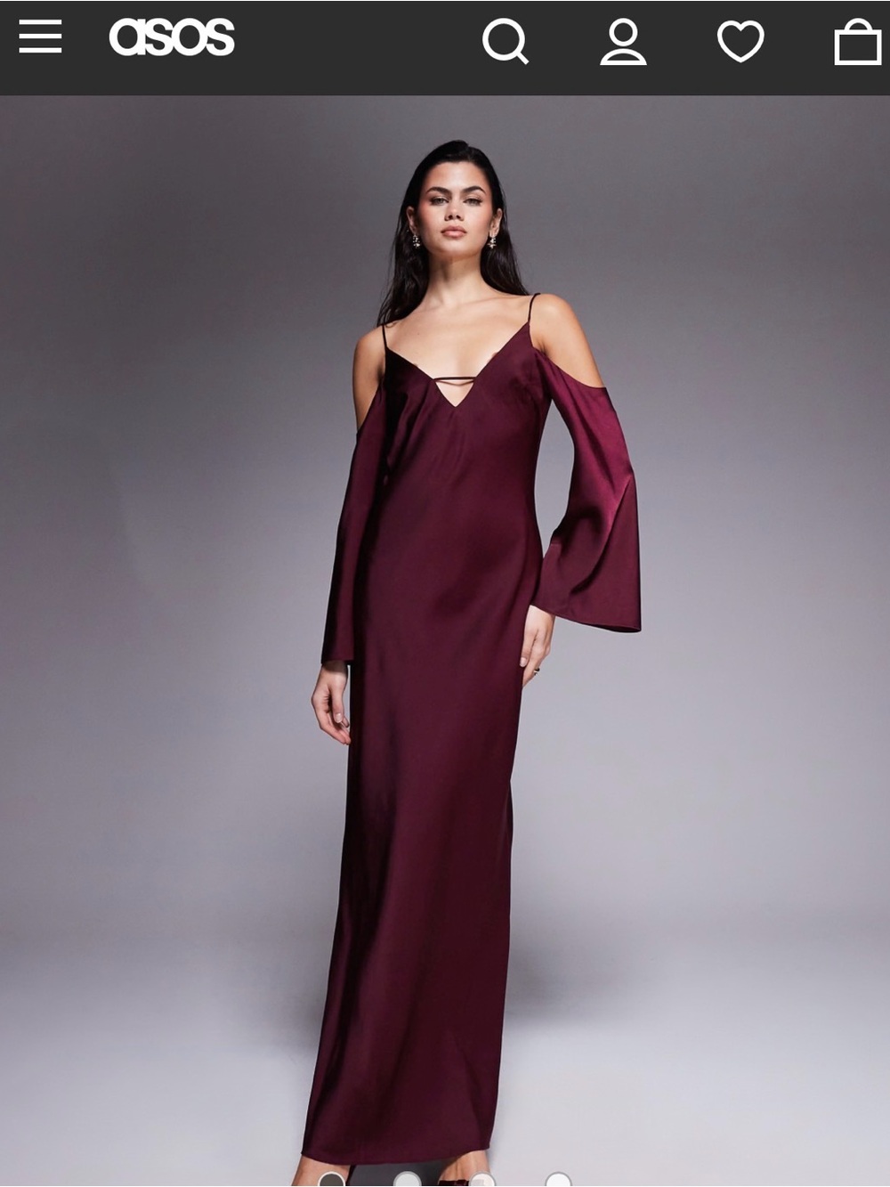 Satin wine Maxi Dress — Elegant wedding guest dress